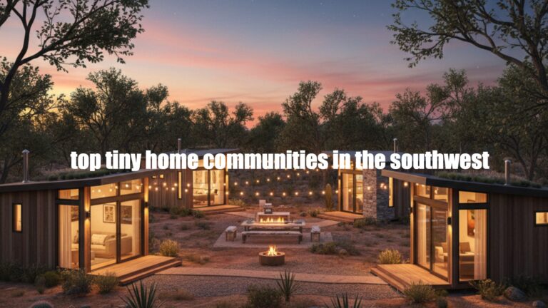Stylish tiny home community in the southwest featuring modern design and outdoor living spaces.